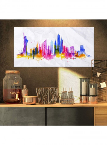 Silhouette Overlay York Cityscape Canvas Wall Art Multicolour 32 x 16inch