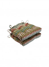 2-Piece Acela Adobe Reversible Chair Pad Set Blue/Red/Green 16x15.5x4inch