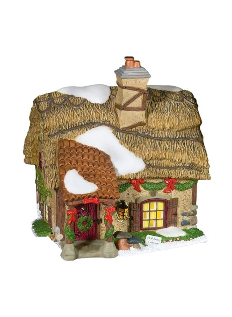 Porcelain Village Cottage Collectible Building Beige/Brown/Red 5.75x4.75x6inch