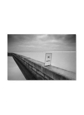 Be Happy Canvas Wall Art Black/White 16 x 24inch
