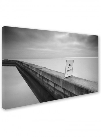 Be Happy Canvas Wall Art Black/White 16 x 24inch