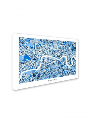 London England Street Map 3 Canvas Wall Art Blue/White 16 x 24inch