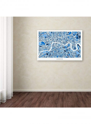 London England Street Map 3 Canvas Wall Art Blue/White 16 x 24inch