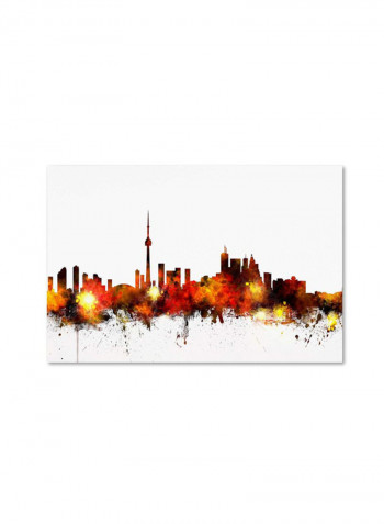Toronto Canada Skyline Iii Canvas Wall Art Red/White 16 x 24inch