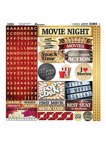 100-Piece Movie Night Sticker Set Red/White/Gold