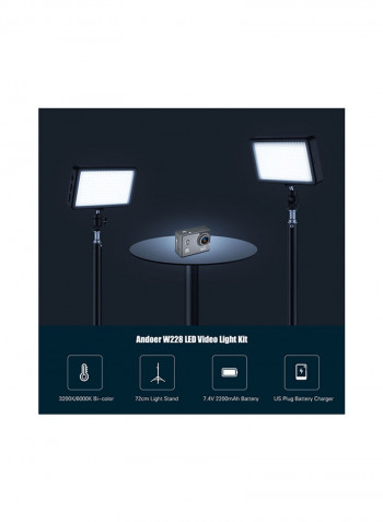 2-Piece LED Video Light Kit 2200mAh Black