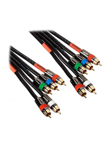 5-RCA Component RG6-U Video Coaxial Cable 6feet Black/Gold/Red