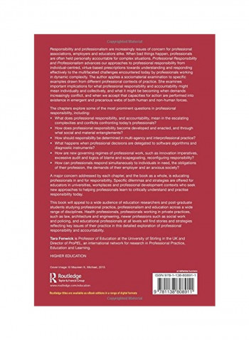 Professional Responsibility And Professionalism: A Sociomaterial Examination Paperback
