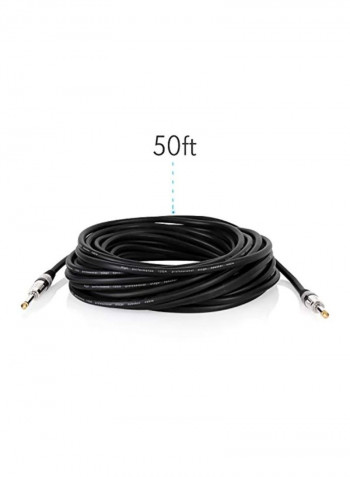 12-Gauge Mono Jack Male Connection Professional Speaker Cable Wire 50feet Black/Silver