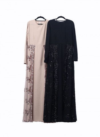 Embroidery A Line Dress Champagne