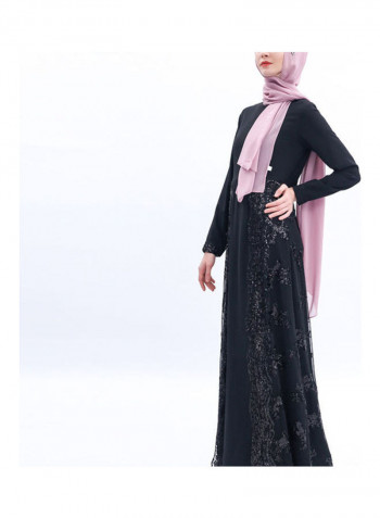 Embroidery A Line Dress Champagne