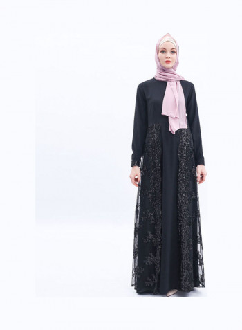 Embroidery A Line Dress Champagne