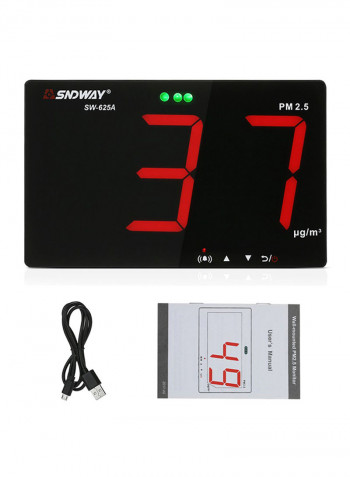 Wall-Mounted Air Inspection Dust Monitor Detector Black 209 x 28 x 129millimeter