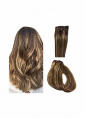 4-Piece Tape In Real Human Hair Extensions Set Brown 20inch