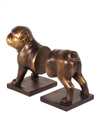 2-Piece Pug Dog Bookend Set Gold