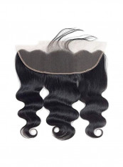 Short Remy Human Hair Extension With Closer Medium Brown 14inch