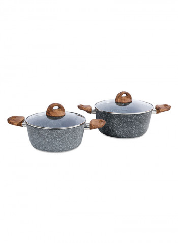 13 Piece Marble Cookware Set With 5 Layer Non-Stick Coating Grey 1centimeter