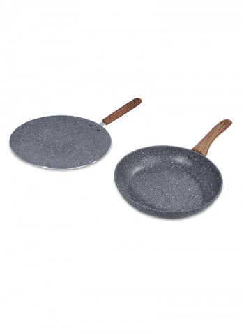 13 Piece Marble Cookware Set With 5 Layer Non-Stick Coating Grey 1centimeter