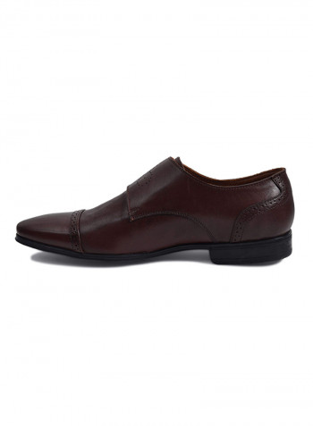 Double Monk Strap Leather Formal Shoes Brown