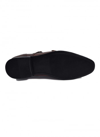 Double Monk Strap Leather Formal Shoes Brown
