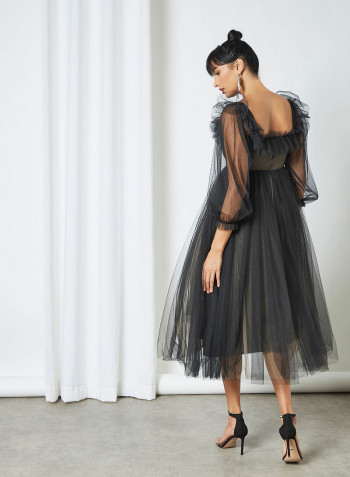 Mesh Maxi Dress Black