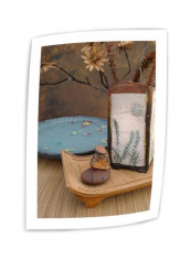 Zen Still Life Printed Decorative Wall Art Brown/White/Blue 48x32inch