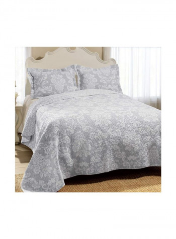 2-Piece Venetia Cotton Reversible Quilt And Sham Grey Twin