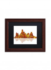 Dallas Texas Skyline Wooden Framed Wall Art Multicolour 11 x 14inch