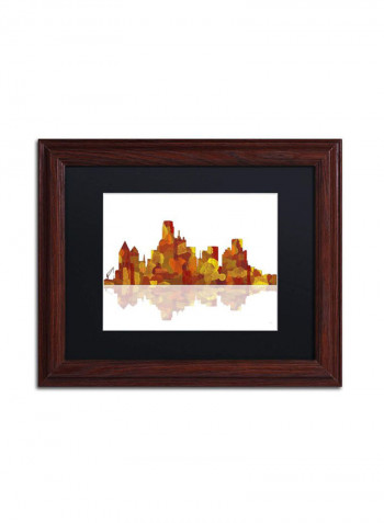 Dallas Texas Skyline Wooden Framed Wall Art Multicolour 11 x 14inch