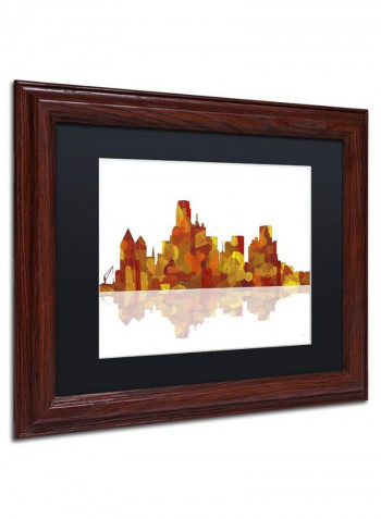 Dallas Texas Skyline Wooden Framed Wall Art Multicolour 11 x 14inch