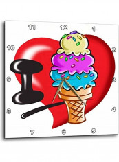 I Love Ice Cream Wall Clock Multicolour 15 X 15inch