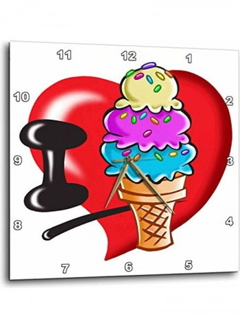 I Love Ice Cream Wall Clock Multicolour 15 X 15inch