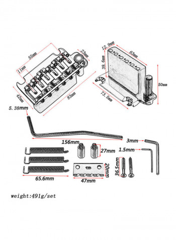 6-string Ball Bearing Saddle Tremolo Bridge Locking System for ST Electric Guitar with Tremolo Arm Mounting Screws Guitar Accessories