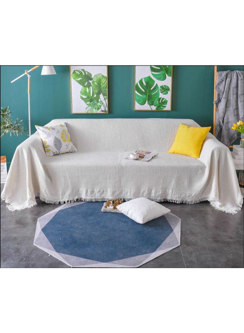 Modern Style Full Covered Sofa Slipcover White