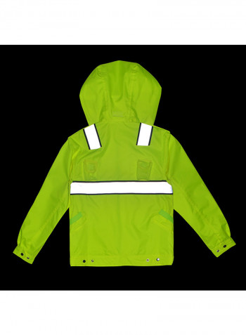 Waterproof Reflective Safety Rain Jacket With Detachable Down Hood Fluorescent yellow 3XL
