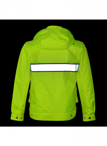 Waterproof Reflective Safety Rain Jacket With Detachable Down Hood Fluorescent yellow XL