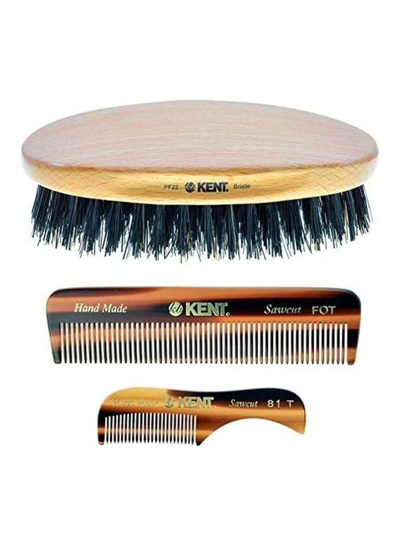 3-Piece Beard And Mustache Comb Set Black/Brown/Beige