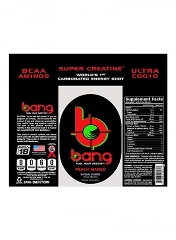 12-Piece Carbonated Energy Shot - Peach Mango