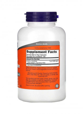 2-Piece Acetyl L-Carnitine Dietary Supplement - 200 Capsules