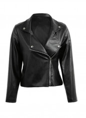 Pu Leather Side Zipper Turndown Jacket Multicolour