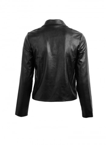 Pu Leather Side Zipper Turndown Jacket Multicolour