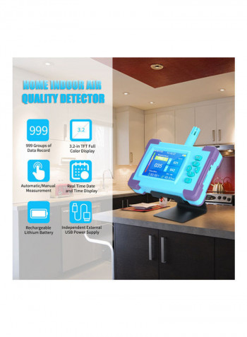 Air Quality Monitor Digital Gas Temp And Humidity Test Equipment Light Blue 26.5cm