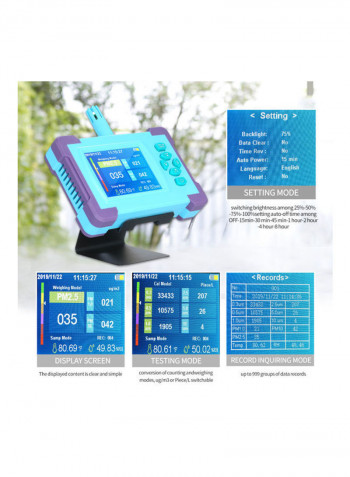 Air Quality Monitor Digital Gas Temp And Humidity Test Equipment Light Blue 26.5cm
