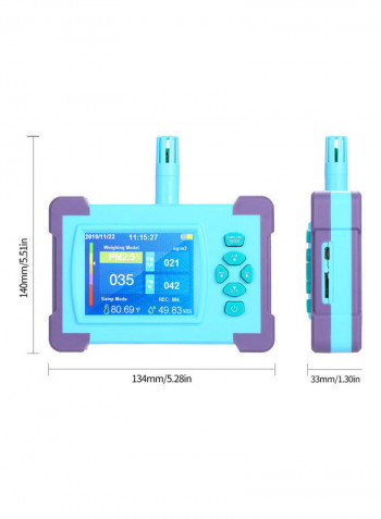 Air Quality Monitor Digital Gas Temp And Humidity Test Equipment Light Blue 26.5cm