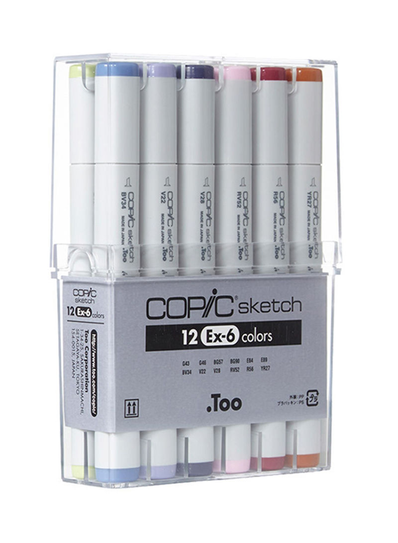 Set Of 12 Ex-6 Marker Multicolour