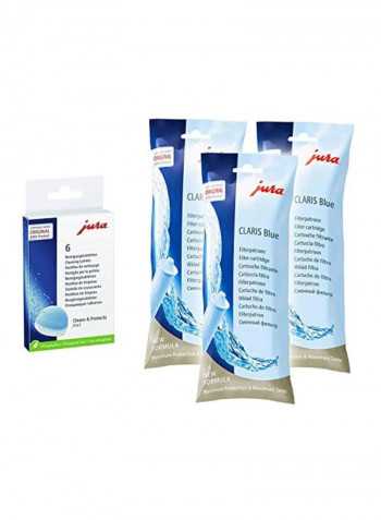 Pack Of 6 Filter Cartridge With Cleaning Tablets Blue