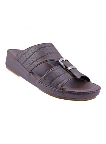 Textured Strap Arabic Sandals Brown
