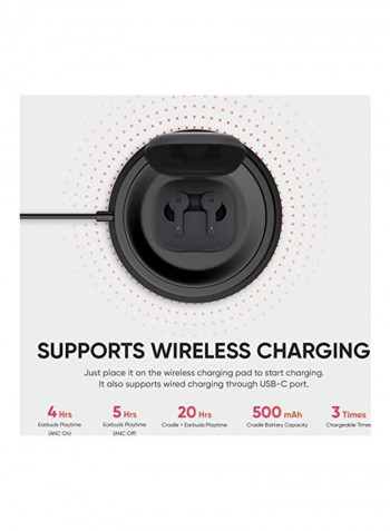 ABKO Active Noise Cancelling True Wireless Earbuds ANC Bluetooth Headphones in-Ear USB-C Wireless Charging with Microphone Built-in Mic EC10 Black Black