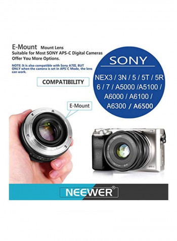 Large Aperture Manual Prime Lens For Sony Black