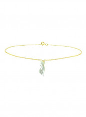18K Gold Cat With Crystal Mother of Pearl Bracelet